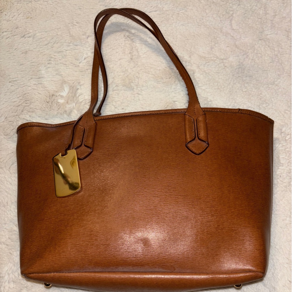 RL Elegant Brown Leather Tote Bag